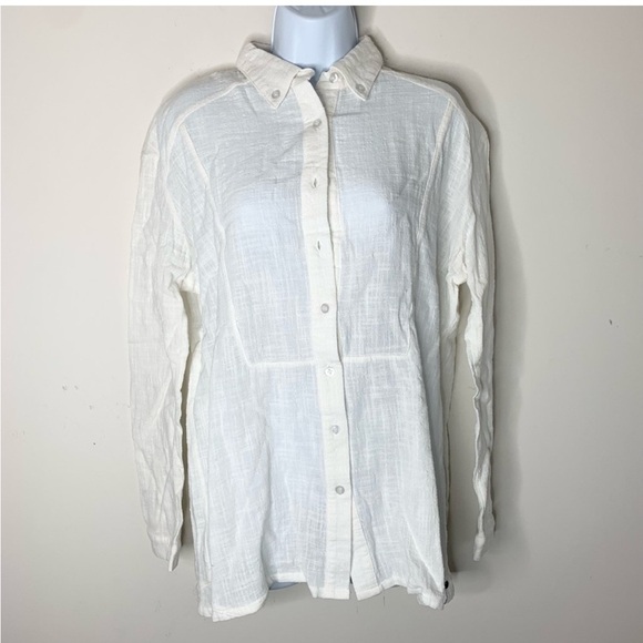 Revolve One Teaspoon Women's Button Down Shirt Gauze Poplin Cotton White Size XS - Picture 14 of 16